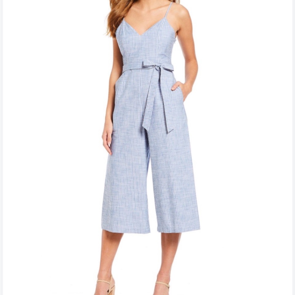 Gianni Bini Light Blue Pinstriped Jumpsuit‎
